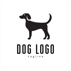 A dog logo design icon flat and silhouette style vector minimal art illustration on a white background
