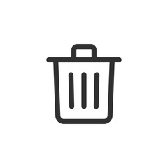 Trash bin, linear icon. Delete, remove, or discard item. Line with editable stroke.