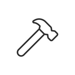 Hammer tool, linear icon. Concept of construction, manual labor, or impact. Line with editable stroke.