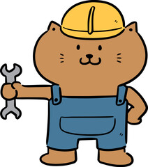 Illustration of cat holding wrench
