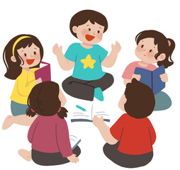 Obraz premium Kids study with friends