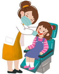 dentist checking patient's teeth