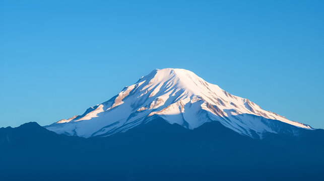 Majestic snow-capped mountain peak under a clear blue sky showcasing winter's splendor