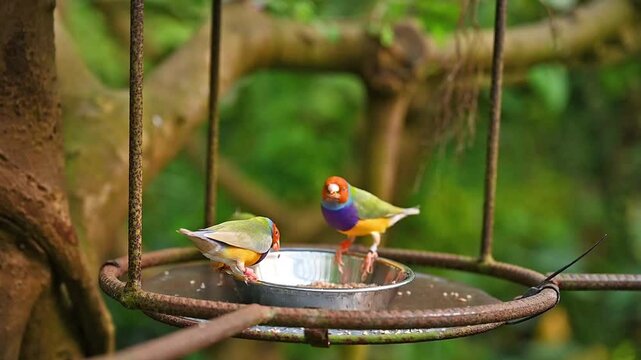 Close-Up of a Colorful Gouldian Finch - Chloebia gouldiae