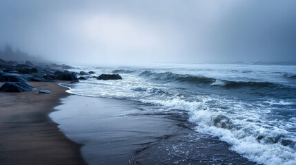 Fototapeta premium Calm close-up of calm sea water waves with palm trees. Beautiful panorama, tropical island beach landscape exotic shore coast. Summer vacation, holiday amazing nature. Sea background
