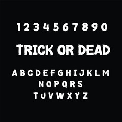 Rough Edge Horror Font Alphabet and Numbers on Black Background