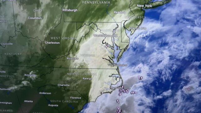 Storm Clouds on US East Coast, Loop Video