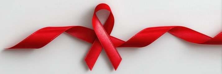Clean 3D Render of Red Kidney Awareness Ribbon Displayed on Soft White Background Conveying Support for Kidney Health Awareness Initiatives