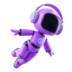 Happy robot. 3d ai character, chat bot mascot isolated on transparent background, GPT chatbot icon. Artificial intelligence, trendy technology, support service, funny automation computer