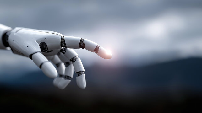 Soft Digital Bond, Human and Robot Hands Joined Amid Floating Data Particles and Glowing Tech, AI trust, human and robot hand, glowing technology, digital cloud, soft tech colors, data particles, post