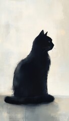minimalist black cat illustrations for contemporary design, simple and elegant