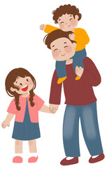 Father with son and daughter