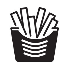 French fry clipart vector icon sticker illustration Silhouette white background.