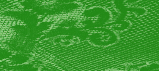 Blurred close-up of green fabric with fine mesh details. The texture highlights smooth, soft folds...