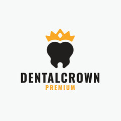 Simple Tooth Shape with Crown Logo Concept Template Design