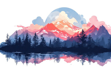 watercolour painting of mountain scenery