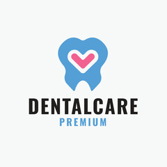 Tooth Shape with Heart Inside Logo Concept Template Design