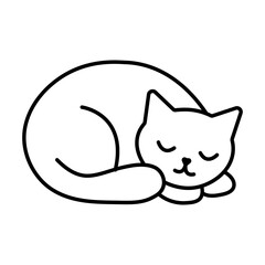 
Illustration showing a black icon of a cute sleeping cat on a white background