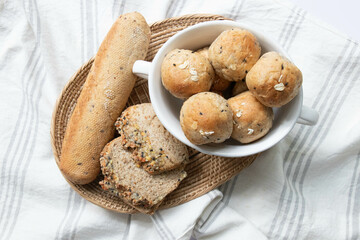 Top View for assortment of bread