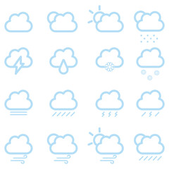 blue weather icons set