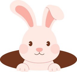 Bunny Peeking from a Hole
