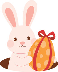 Bunny Holding a Giant Easter Egg with a Bow
