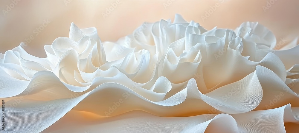 Aufkleber abstract background of delicate white fabric, flowing drapery forming soft waves on gentle gradient