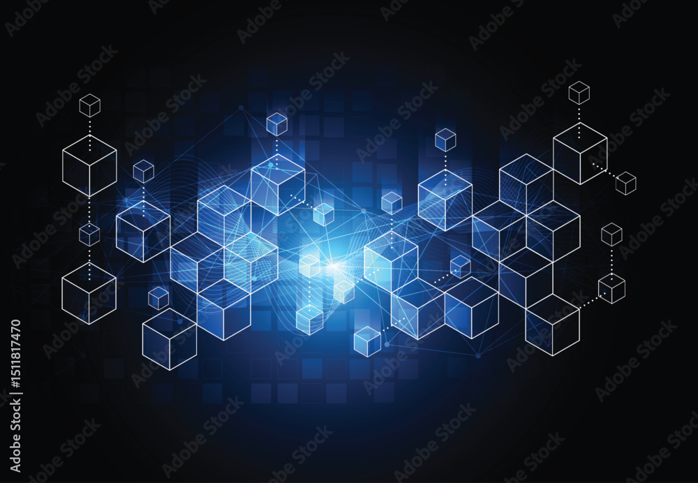 Poster abstract blockchain digital technology concept. big data design. vector illustration