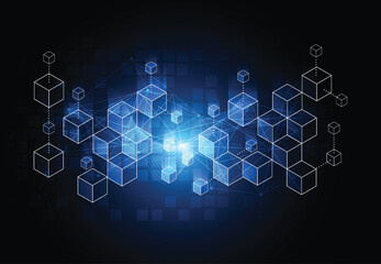 Abstract blockchain digital technology concept. Big data design. Vector illustration