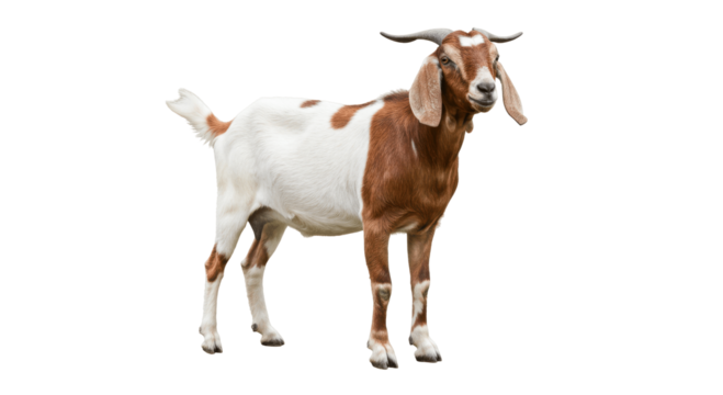 PNG ,Brown and White Boer Goat, Isolated on a transparent png Background, brown goat, goat, white goat
