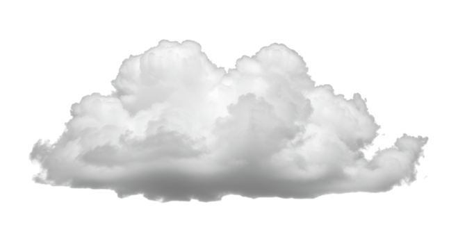 Fluffy White Cloud Isolated on White Background – Weather and Cloud Computing Concept