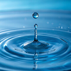 Blue water drop splash nature AI generated 