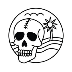 skull with summer beach theme