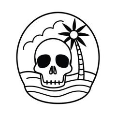 skull with summer beach theme