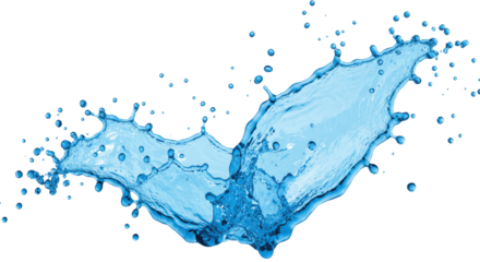 Dynamic Blue Water Splash: An Abstract Arc of Liquid in Motion, Isolated on a White Background, water, splash, liquid, blue, abstract, motion, isolated, background