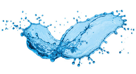 Dynamic Blue Water Splash: An Abstract Arc of Liquid in Motion, Isolated on a White Background, water, splash, liquid, blue, abstract, motion, isolated, background