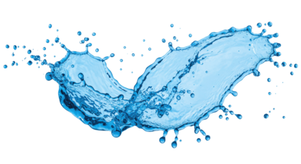 Dynamic Blue Water Splash: An Abstract Arc of Liquid in Motion, Isolated on a White Background, water, splash, liquid, blue, abstract, motion, isolated, background