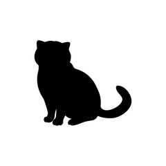 Scottish Fold Cat Silhouette  Isolated on Transparent Background