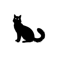 Obraz premium Turkish Angora Cat Silhouette Isolated on Transparent Background