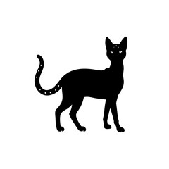 Savannah Cat Silhouette  Isolated on Transparent Background