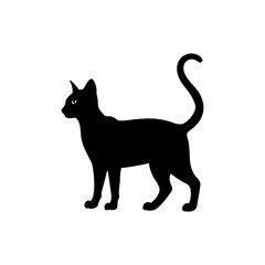 Singapura Cat Silhouette  Isolated on Transparent Background