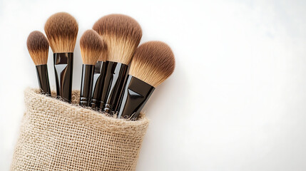 Set of makeup brushes for beauty and cosmetic use on white background
