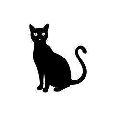 Balinese Cat Silhouette  Isolated on Transparent Background