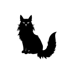 Maine Coon Cat Silhouette  Isolated on Transparent Background