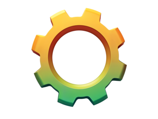 Colorful gear icon with gradient style, suitable for settings, configuration, or system illustrations. Generative AI