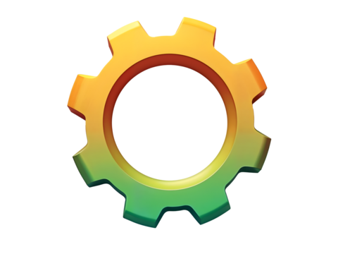 Colorful gear icon with gradient style, suitable for settings, configuration, or system illustrations. Generative AI