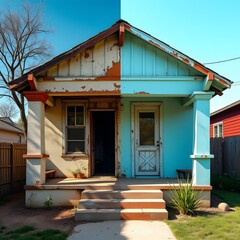 Old House Exterior with Porch and Vintage Architecture