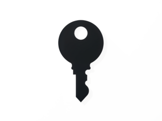 Black silhouette of a classic key, suitable for security, access, or lock-related themes. Generative AI
