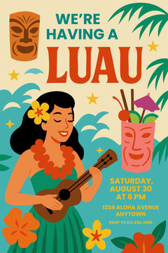 Hawaiian Luau Party Invitation