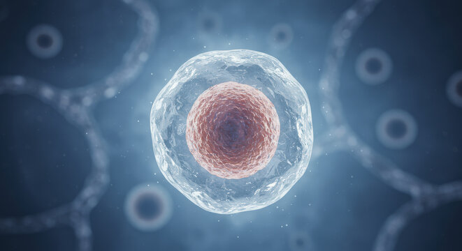Human Egg Cell Detailed Microscopic View for Cryopreservation Illustration